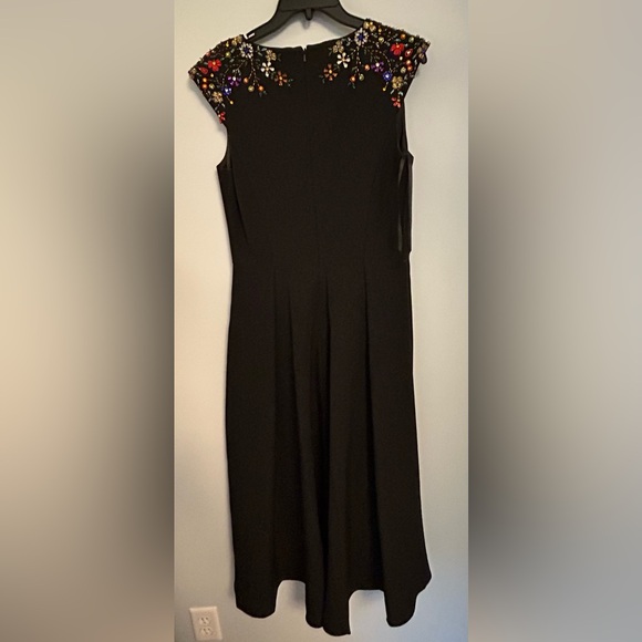 IEENA for Mac Duggar Black Beaded Cap Sleeve V Neck A Line Midi Gown - Picture 5 of 5